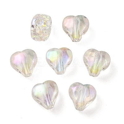 UV Plating Rainbow Iridescent Acrylic Beads OACR-F004-05G-1