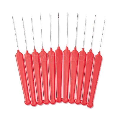 (Defective Closeout Sale: Rusting)Platinum Tone Plastic Handle Iron Crochet Hooks Needles TOOL-XCP0001-82-1