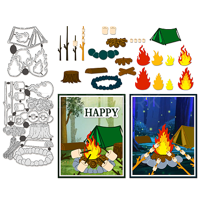 Camping Theme Carbon Steel Cutting Dies Stencils DIY-WH0309-3490-1