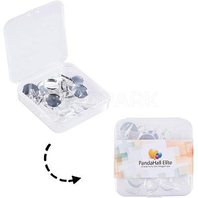 Clear Domed Glass Cabochon Cover and Brass Lever Back Earring Settings for DIY DIY-PH0001-60S-1
