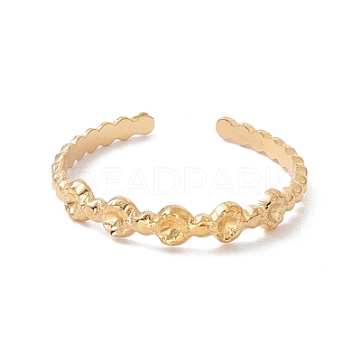 Ion Plating(IP) 304 Stainless Steel Flat Round Open Cuff Ring for Women RJEW-H107-08G-1