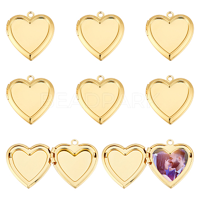8Pcs 304 Stainless Steel Locket Pendants STAS-HY0002-02-1
