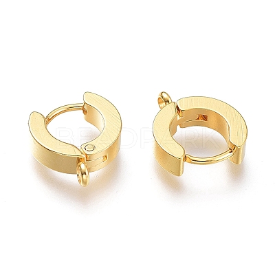 Ion Plating(IP) 304 Stainless Steel Huggie Hoop Earrings Findings X-STAS-I167-01C-G-1