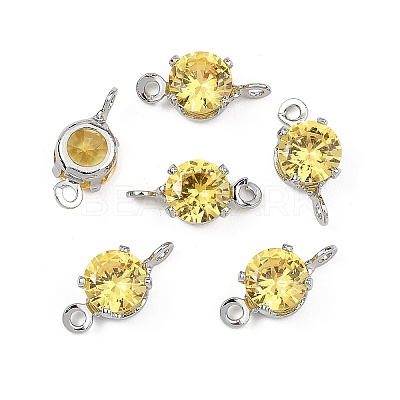 SHEGRACE Brass Pave Cubic Zirconia Flat Round Connector Charms XGRQ2O832-435C-P-1