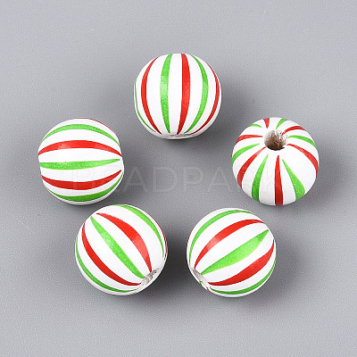 Spray Painted Schima Wood Beads WOOD-T032-36B-1