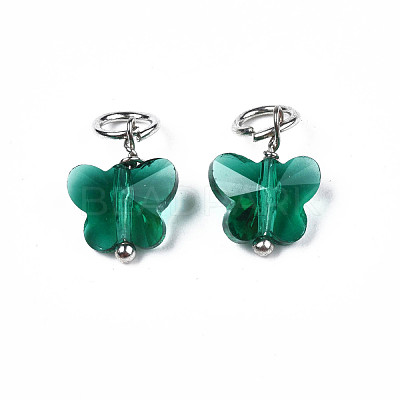 Faceted Transparent Glass Charms GLAA-T024-06F-1