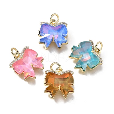 Brass Micro Pave Cubic Zirconia Charms KK-Q043-02G-1