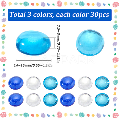 90Pcs 3 Colors Glass Cabochons GLAA-SC0002-07-1