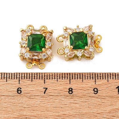 Rack Plating Square Brass Micro Pave Cubic Zirconia Box Clasps KK-F876-13G-1-1