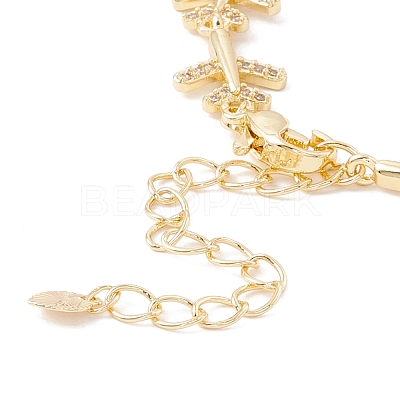 Clear Cubic Zirconia Airplane Link Chains Bracelet BJEW-I301-15G-1