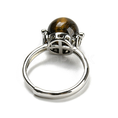 Natural & Synthetic Mixed Gemstone Round Adjustable Rings RJEW-G290-02P-1