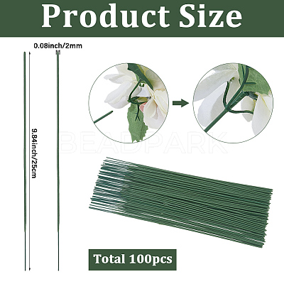 100Pcs Iron Stalk Flower Rod AJEW-SP0003-73B-1