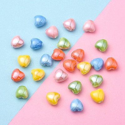 25Pcs 5 Colors Glazed Porcelain Beads PORC-YW0001-02-1
