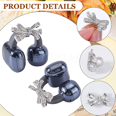 2Pcs Alloy Micro Pave Cubic Zirconia Bowknot Clip AJEW-CP0010-55-1