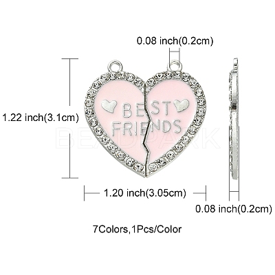 7 Sets 7 Colors Alloy Enamel Split Pendant ENAM-FS0001-71-1