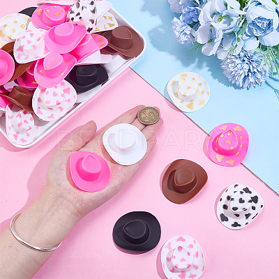 48Pcs 8 Styles Mini Cowboy Hat Plastic Accessories FIND-PH0027-03-1