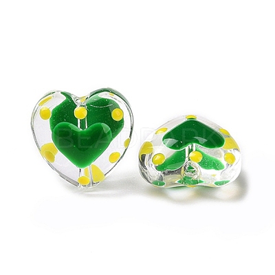Glass Heart Beads GLAA-D005-01C-1