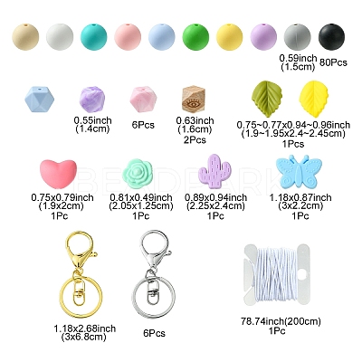 DIY Silicone Beaded Keychain Making Kit DIY-YW0008-62-1