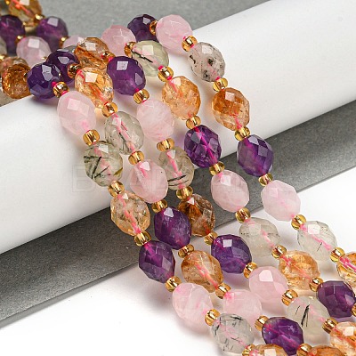 Natural Amethyst & Rose Quartz & Prehnite & Citrine Beads Strands G-N342-35-1