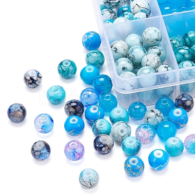 10 Style Spray Painted & Drawbench Transparent & Baking Paint Glass Beads GLAA-YW0001-26B-1