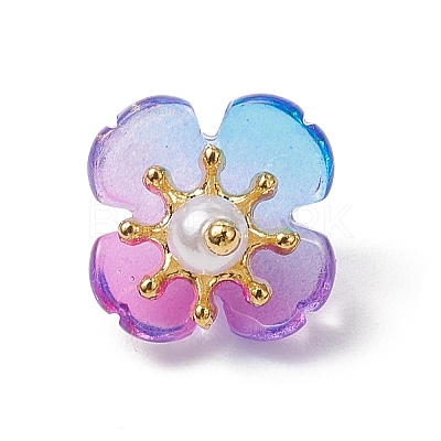 Flower Glass Charms PALLOY-JF03677-1