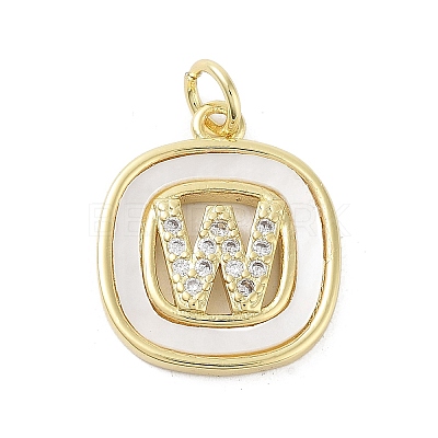 Rack Plating Brass Micro Pave Clear Cubic Zirconia Pendants KK-E102-33G-W-1