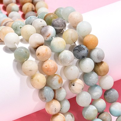 Natural Flower Amazonite Beads Strands X-G-G692-01F-8mm-1