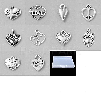 100Pcs 10 Styles Tibetan Style Alloy Charms TIBEP-AR0001-16-1