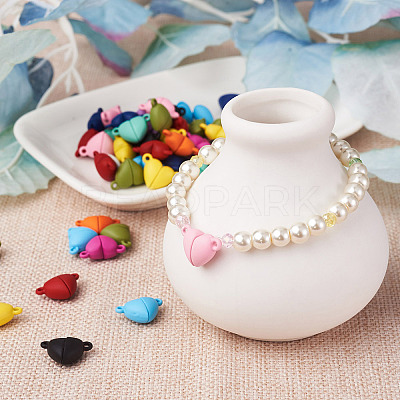 12 Sets 12 Colors Spray Painted Alloy Magnetic Clasps PALLOY-CJ0002-31-1