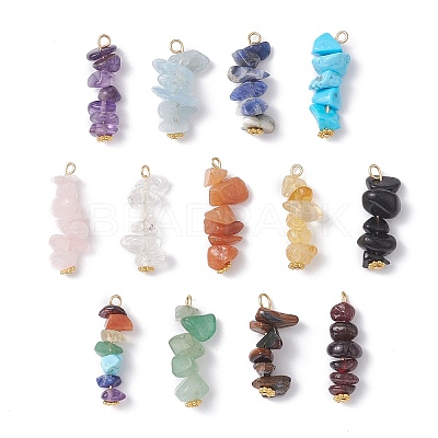 13Pcs Natural Mixed Gemstone Pendants X1-PALLOY-JF02145-01-1