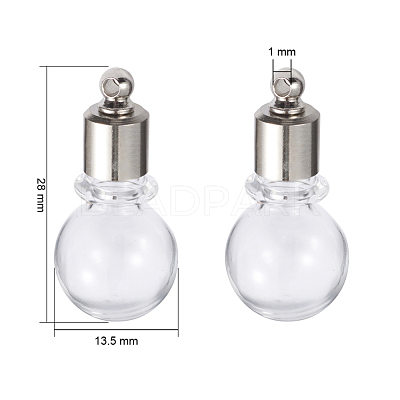 Transparent Glass Wishing Pendants GLAA-YW0001-02P-1