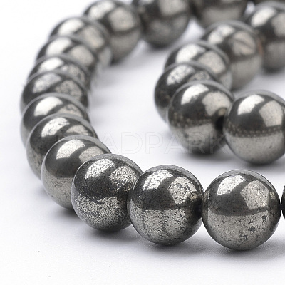 Natural Pyrite Beads Strands G-S249-01-4mm-1