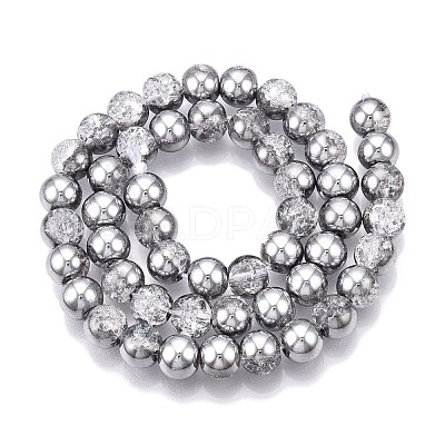 Electroplated Crackle Glass Beads Strands EGLA-N014-8mm-03-1