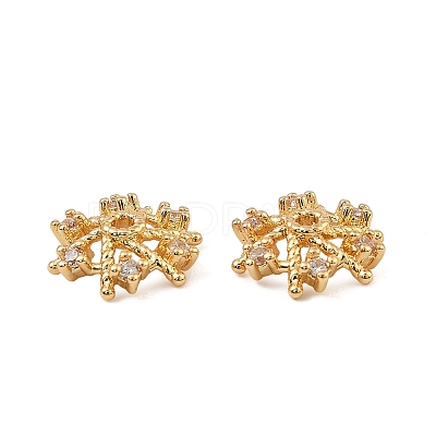 Brass Micro Pave Clear Cubic Zirconia Bead Caps KK-K374-24G-1