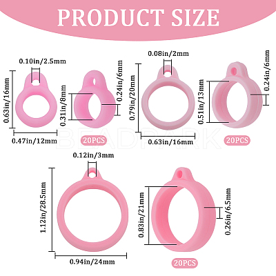60Pcs 3 Style Silicone Pendant SIL-GF0001-28C-1