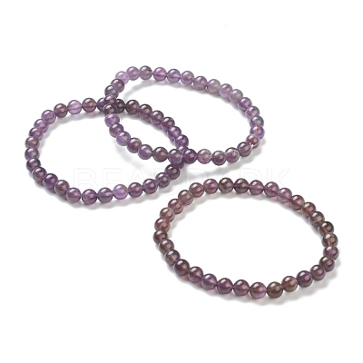 Natural Amethyst Beaded Stretch Bracelets BJEW-A117-B-47-1