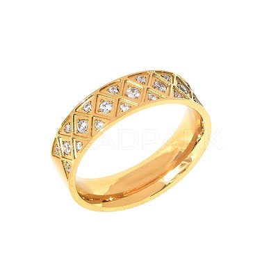304 Stainless Steel with Clear Cubic Zirconia Finger Rings FS-WG2FC1C-15-1
