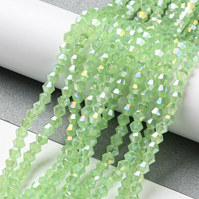 Imitation Jade Electroplate Glass Beads Strands GLAA-F029-J4mm-A01-1
