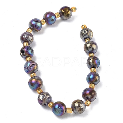 Electroplated Natural Druzy Geode Crystal Beads Strands G-G459-02K-1