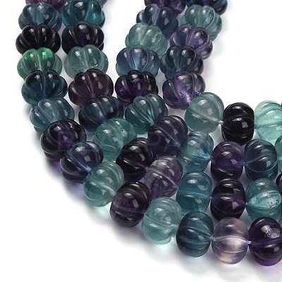 Natural Fluorite Carved Beads Strands G-L634-O02-02-1