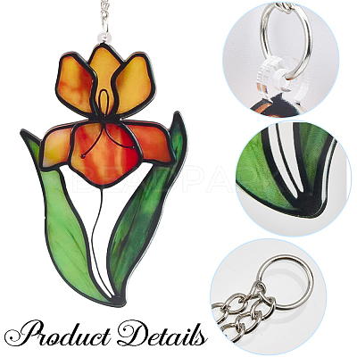 Bird of Paradise Flower Stained Acrylic Pendant Decoration HJEW-WH20003-24B-1