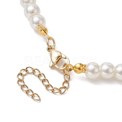 White Glass Pearl Beaded Necklaces NJEW-JN04652-01-1