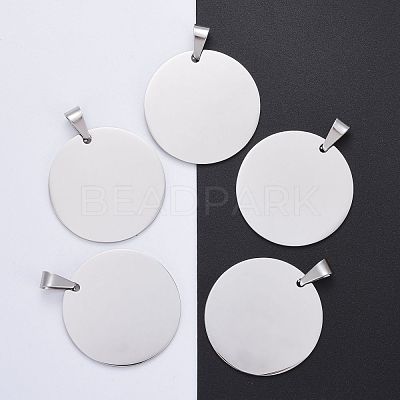 Tarnish Resistant DIY Materials 201 Stainless Steel Flat Round Hand Stamping Blank Tag Pendants STAS-O044-125-1