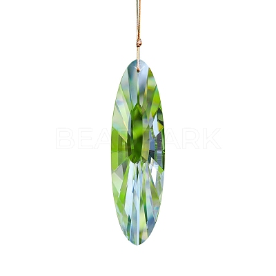 Oval K9 Glass Flower Suncatchers for Garden Outdoor Hanging Decorations PW-WG54667-01-1