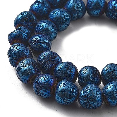 Electroplated Natural Lava Rock Beads Strands G-A251-D01-01E-1