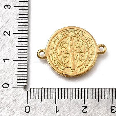 304 Stainless Steel Saint Benedict Medal Cross Connector Charms X-STAS-C119-12G-1