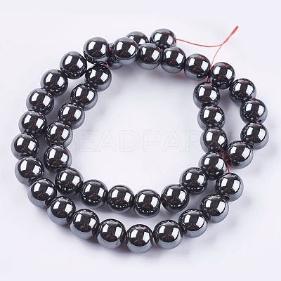 Non-Magnetic Synthetic Hematite Beads Strands X-G-H1624-10mm-3-1