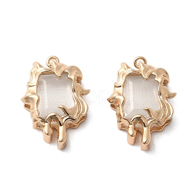 Brass Glass Pendants KK-Z103-11KCG-01-1