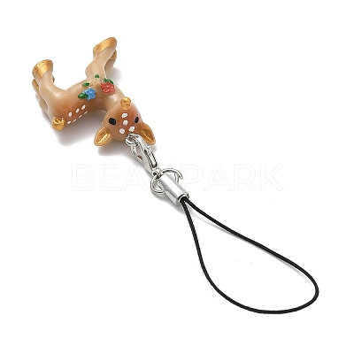 Christmas Theme Sika Deer Resin Mobile Straps HJEW-JM04057-1