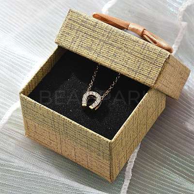 304 Stainless Steel Crystal Rhinestone Pendant Cable Chain Necklaces for Women NJEW-C062-01B-G-1
